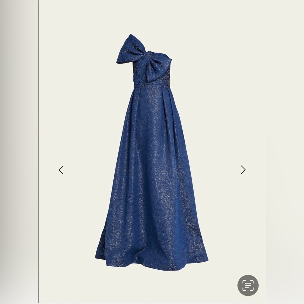 Pleated metallic jacquard bow gown- brand new